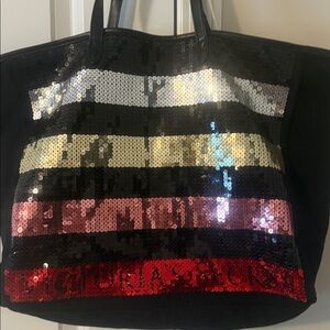 Sequin Striped Tote Bag